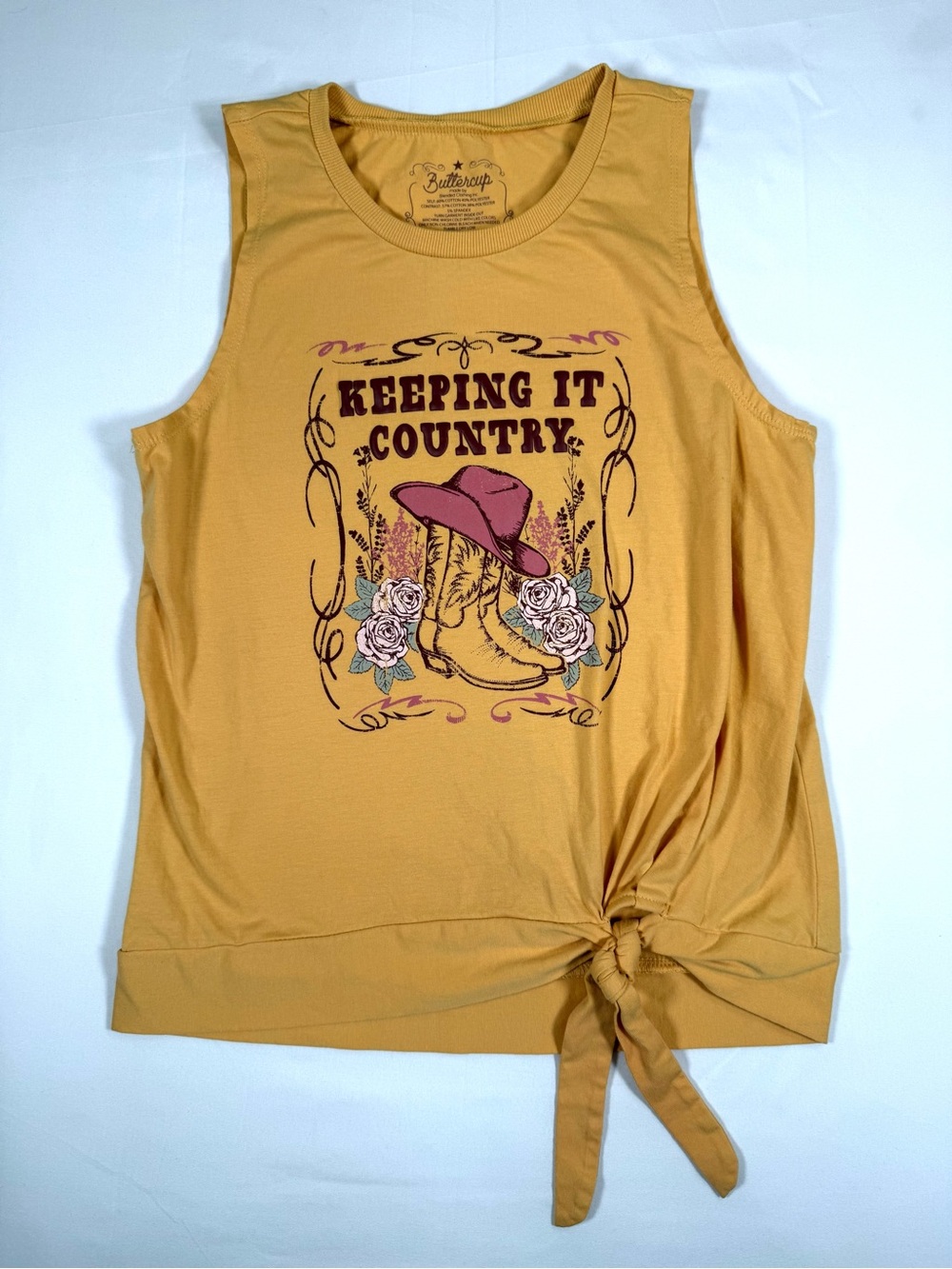 BUTTERCUP Girls Keeping It Country Western Cowgirl Tank Top XL Rodeo Boots Hat